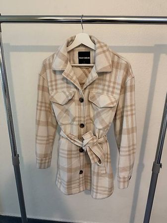 Tally Weijl Karo-Shacket mit Gürtel - Grösse S, 82?cm lang,