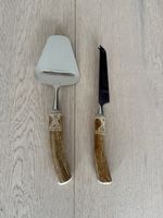 Käse-Messer mit Horn-Griffen, 2-teilig, neuwertig 🧀