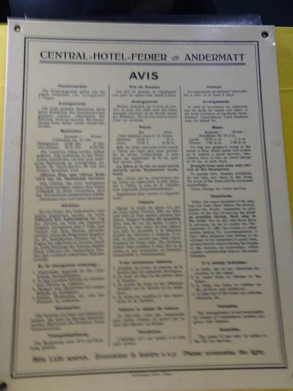 Documenti: AVIS CENTRAL HOTEL FEDIER ANDERMATT; NEU HOTEL SCHWEIZERHOF – Usato da Eschenbach SG venduto da eDaisy