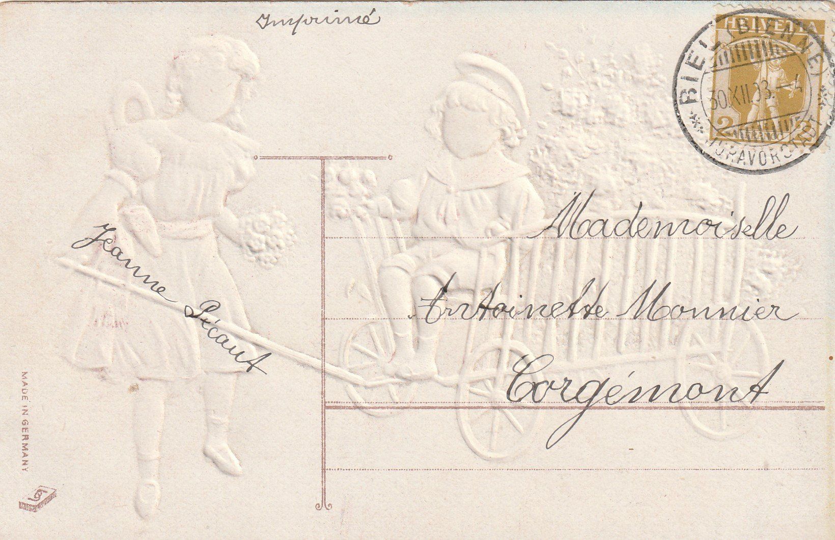 Cartes postales: 2 Kinder mit Blumenwagen – D'occasion à Rorschacherberg par fratovi2 1
