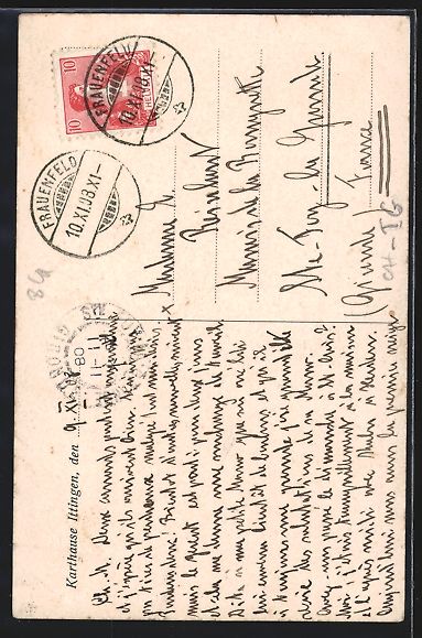 Cartoline postali: AK Ittingen, Karthause, 1908 – Usato da Berlin venduto da bartko-reher 1