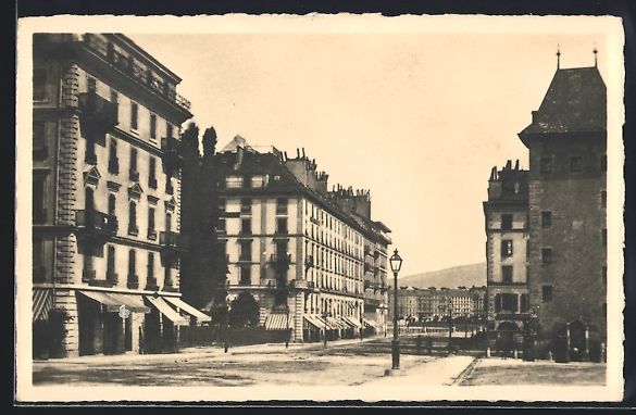 Cartoline postali: Genève, Rue du Mt.-Blanc, Strassenparti – Usato da Berlin venduto da bartko-reher