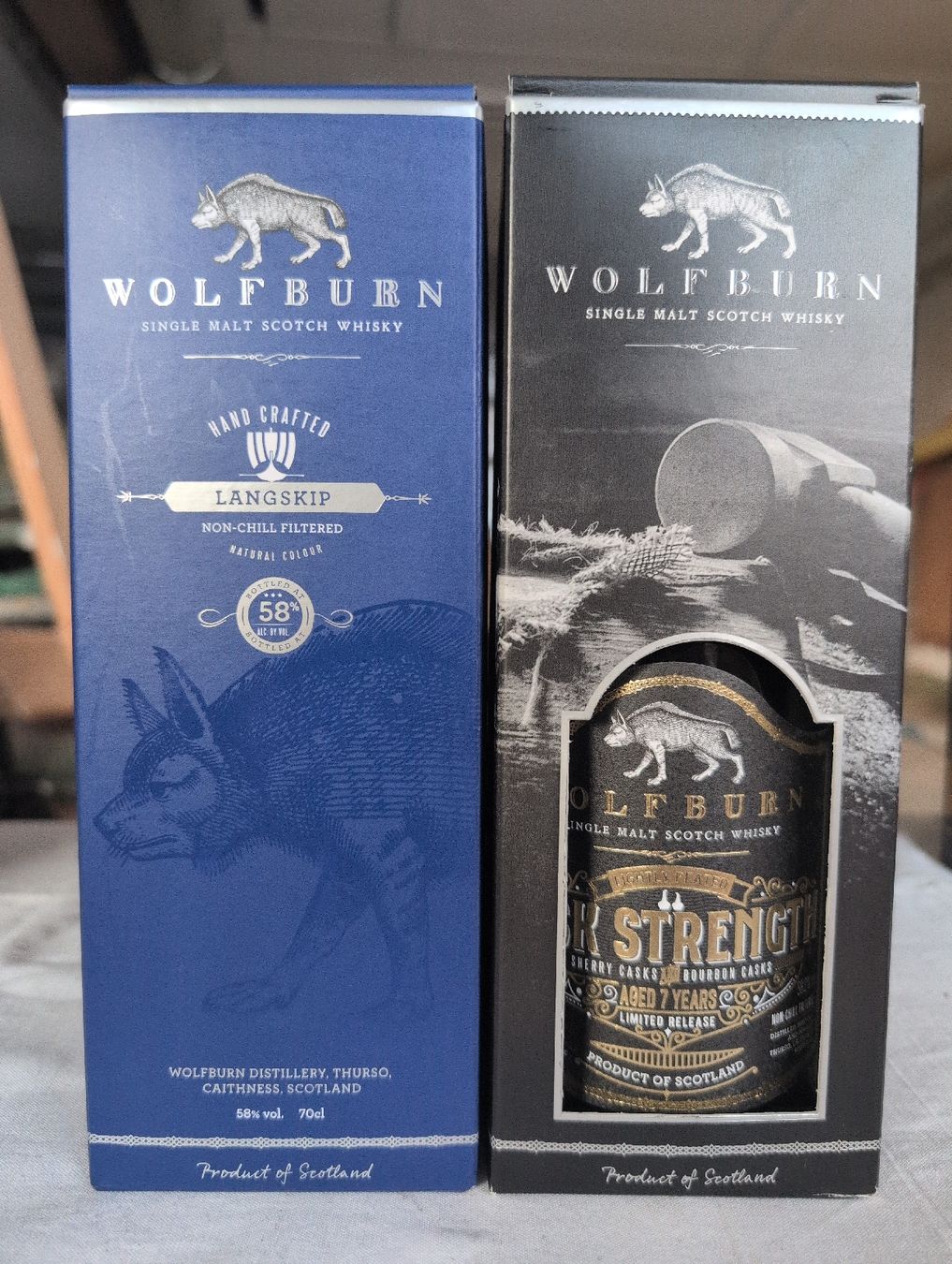 Wolfburn Spirituosen: Wolfburn Langskip + Cask Strength Single Malt Scotch Whisky – Neu und originalverpackt aus Waltenschwil von Andy.Z01