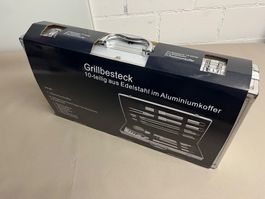 10-teiliges Edelstahl-Grillbesteck im Aluminiumkoffer – orig