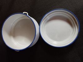 Emaille Suppentopf mit Deckel, gut erhalten, antik