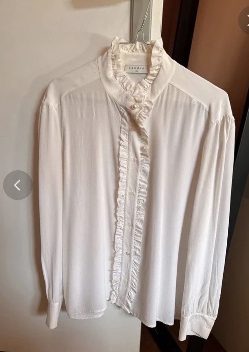 Sandro Camicette: Sandro Blouse White Ruffles – Nuovo (secondo la descrizione) da Zürich venduto da Chrisdol 1