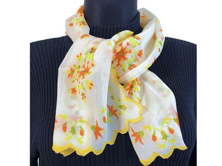 Schal Seidenchiffon Bogenrand gelb-orange VINTAGE 1940s