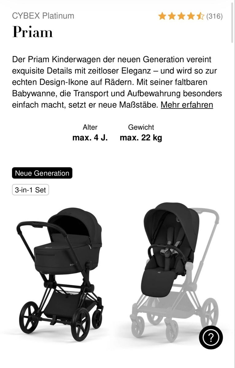 Cybex Carrozzine: CYBEX Priam Platinum Kinderwagen – Usato da Baar venduto da sabrinas_welt 9
