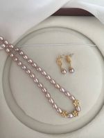 Top Glanz Süsswasserperlen Kette mit Ohrringe