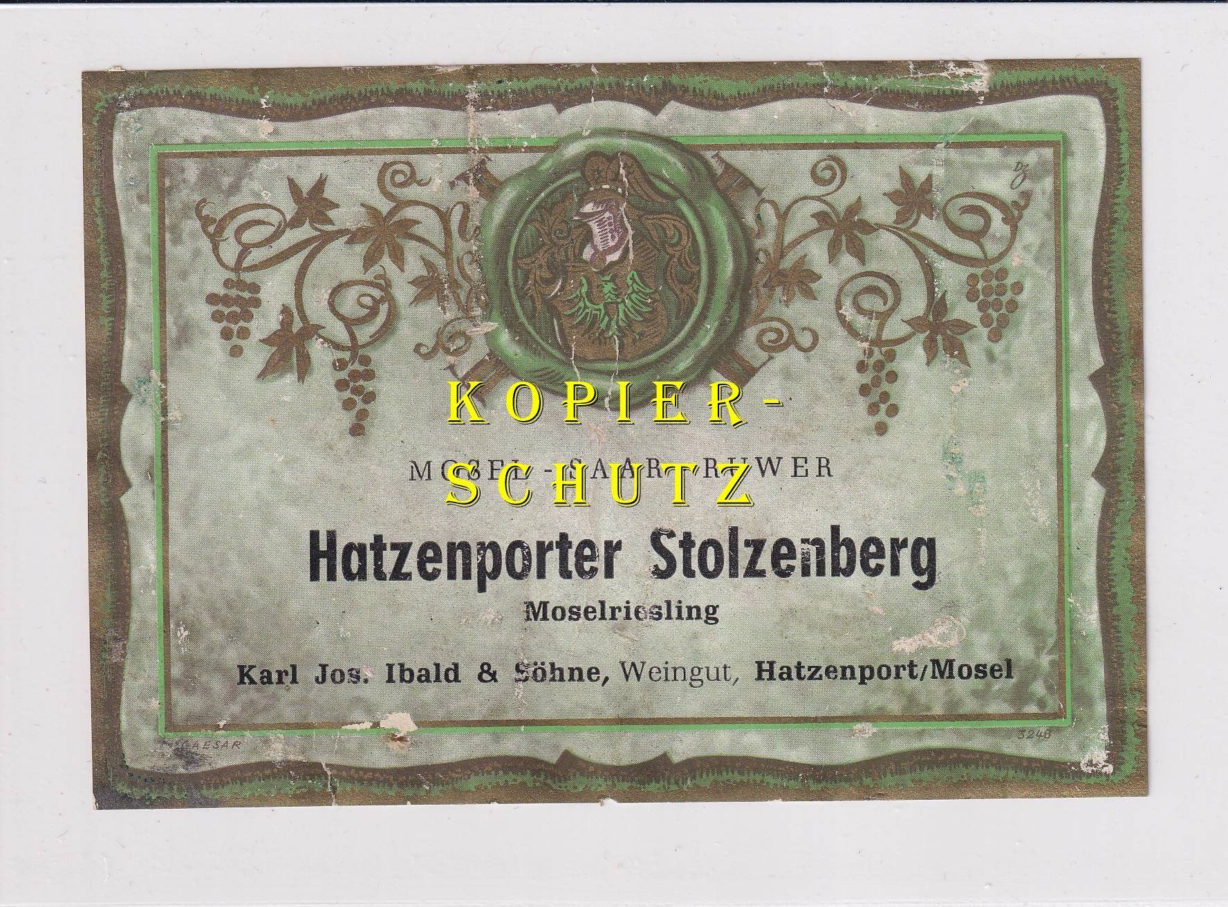 Papiere: Etikette - Hatzenporter Stolzenberg /bd – Gebraucht aus Hombrechtikon von Rudolf07