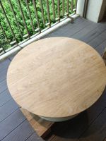 Round coffee table light wood base white used