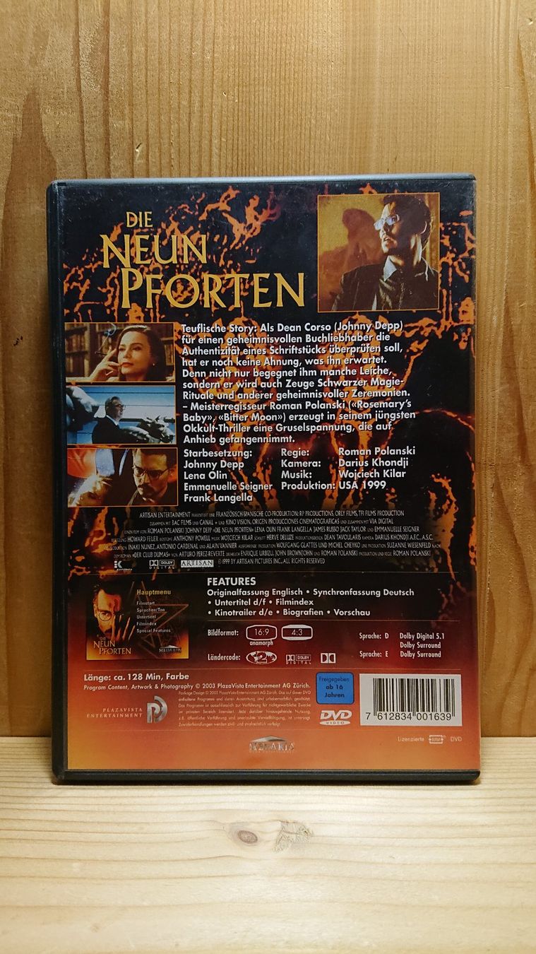Tutti i DVDs: DIE NEUN PFORTEN DVD mit Johnny Depp – Usato da Wilderswil venduto da Exebub 1