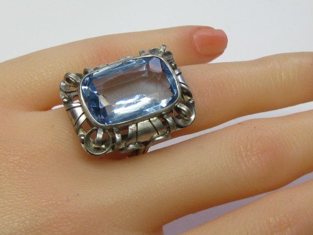 Ringe: Art Deco Ring Silber geprüft blauer Stein antik Gr. 55 – Gebraucht aus Ermatingen von prior_time 6
