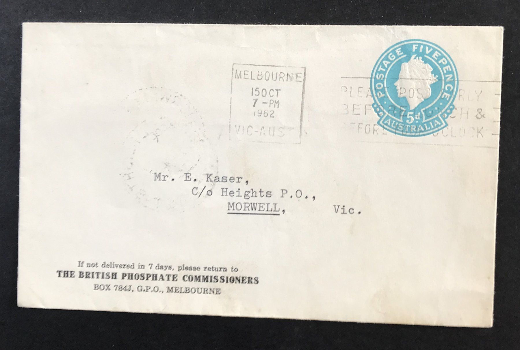 Tutti i francobolli: ALTER BRIEFUMSCHLAG AUSTRALIEN 1962 – Usato da Ostermundigen venduto da wini63