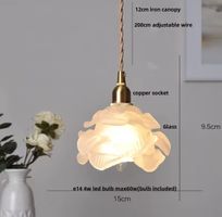 Lampe suspendue LED Vintage  en pierre de verre