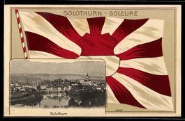 Solothurn, Ortsansicht mit Schweizerfahn