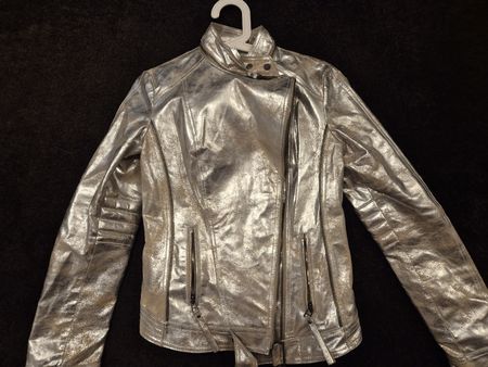 Lederjacke silber,Grösse 36