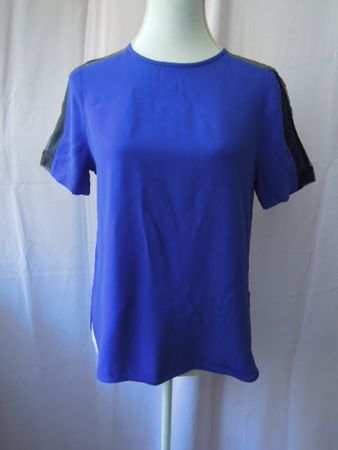 Gr. 38 ZARA Oberteil blau schwarz  Brust 50cm Länge 60/63cm