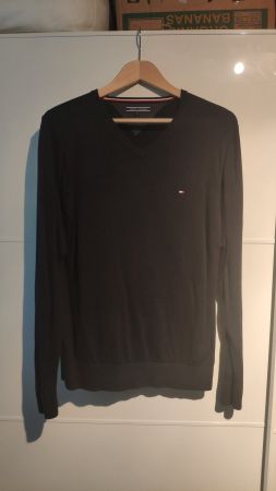 Tommy Hilfiger cotton silk pullover V-Neck schwarz