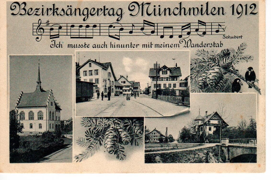 Cartes postales: Bezirksängertag Münchwilen 1912 – D'occasion à Wolhusen par Curver9