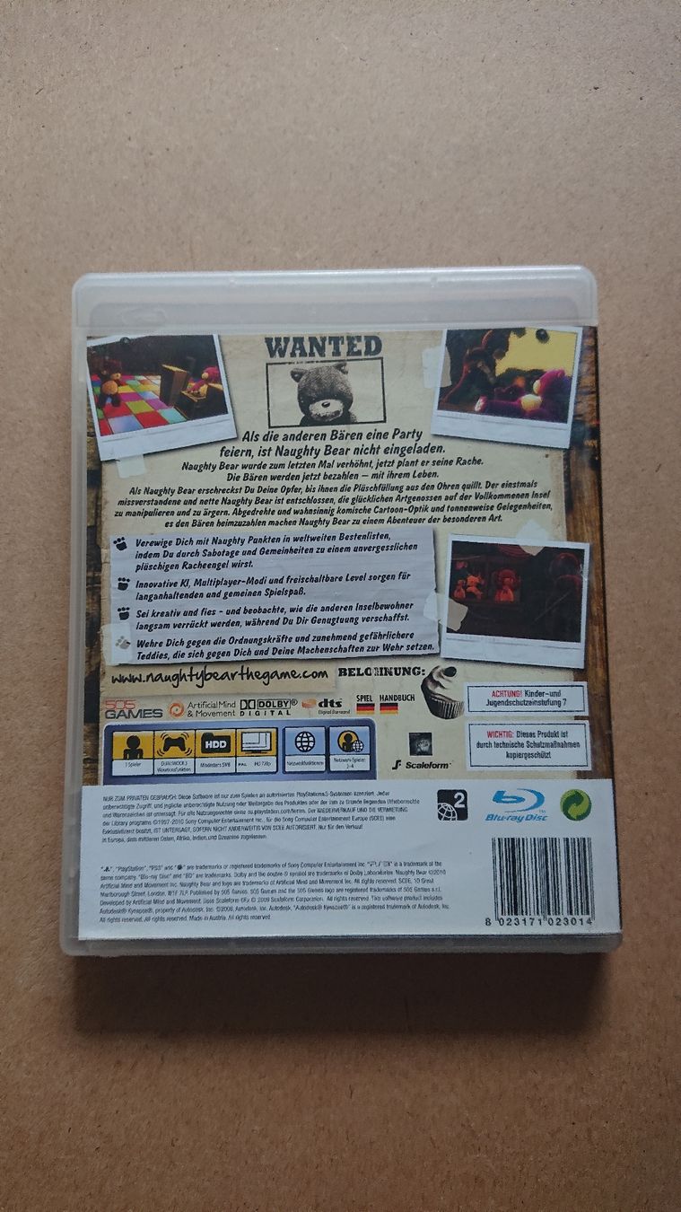 Giochi: Naughty Bear PS3 Komplett  – Usato da Chur venduto da FreakofRarity 1