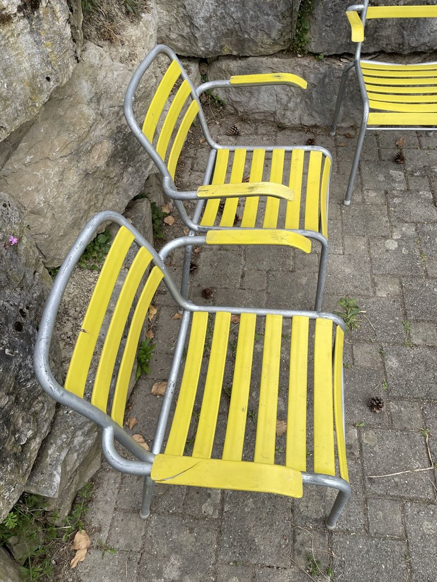Sedie: 4 Chaises de jardin Vintage Jaune – Usato da Vallamand venduto da Bricbracbroc82 4