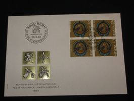 Pro Patria FDC 1983 Nr. 200 Wirtschaftsschilder II  4-Block