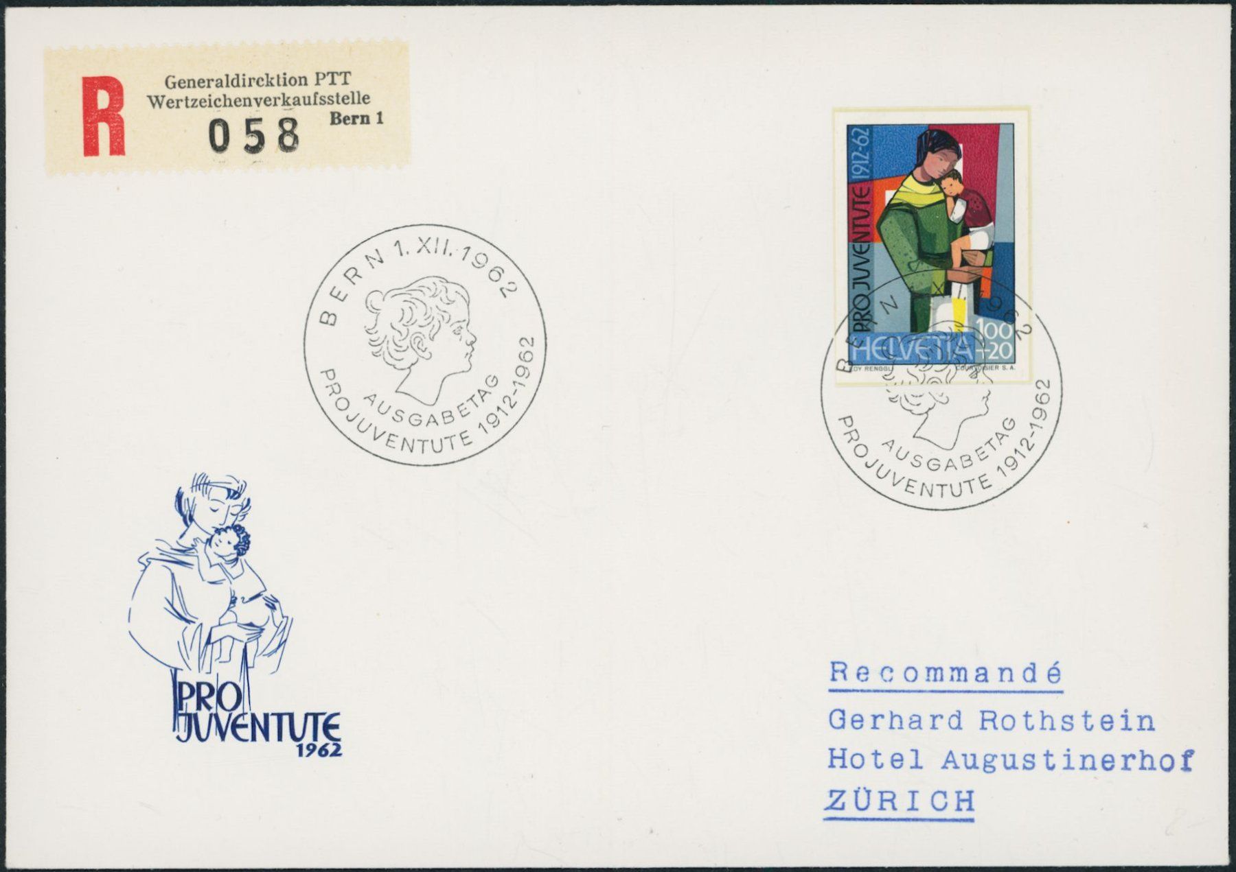 Alle Briefmarken: 1962 Pro Juventute - Blockausschnitte - Ersttagsbrief FDC ET – Gebraucht aus Schindellegi von leecollect