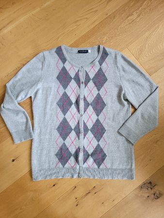 Dünne Strickjacke, Sixth Sense, grau Rautenmuster, Grösse L