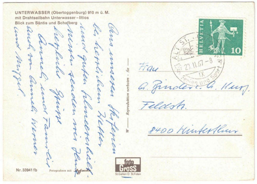 Cartoline postali: Unterwasser - Standseilbahn Iltios – Usato da Binningen venduto da Mountainrider 1