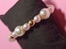armband mit künstliche perlen,,,weiss und gold,,,glanzig