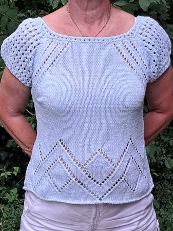Charmant Pull pour femme bleu pâle fait main - taille 38