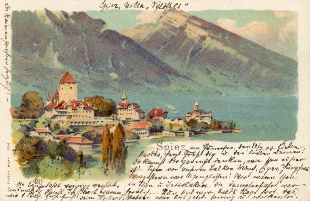 Cartoline postali: Spiez   BE         um 1900 – Usato da Brig venduto da Valcards54