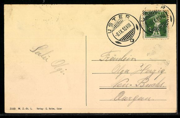Cartoline postali: AK Uster, Schloss, 1913 – Usato da Berlin venduto da bartko-reher 1
