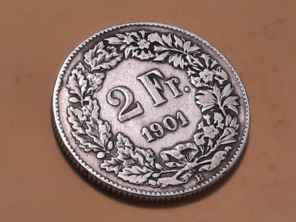 Tutti le monete: Schweiz 2 Franken 1901 B Silber ***Auflage 50'000 Stück*** – Usato da Buchs SG venduto da numispatica 1