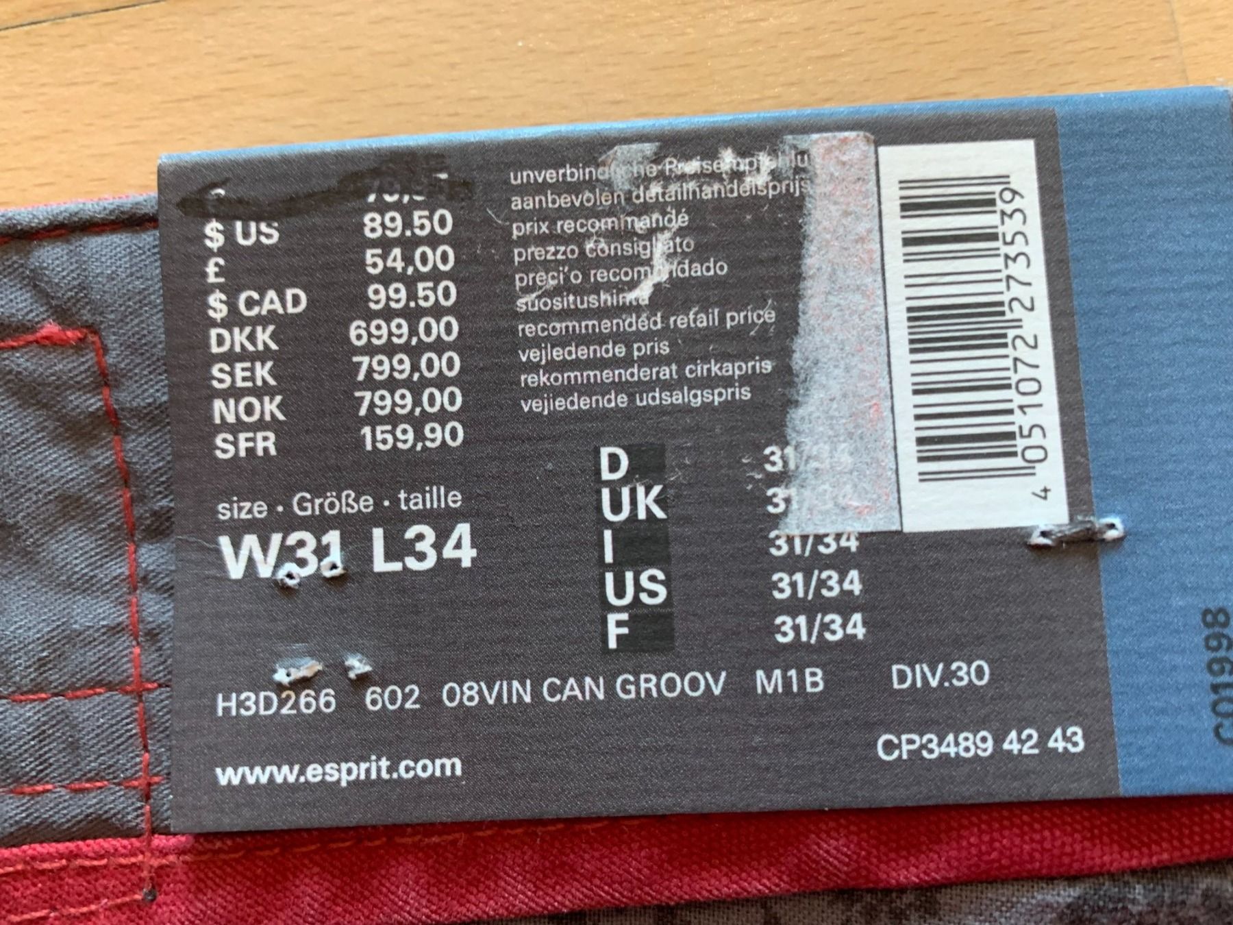 Esprit Pantaloni: ESPRIT Hose, Gr. W31/L34, NEU – Nuovo e nell'imballaggio originale da Worb venduto da farben20zauber 1