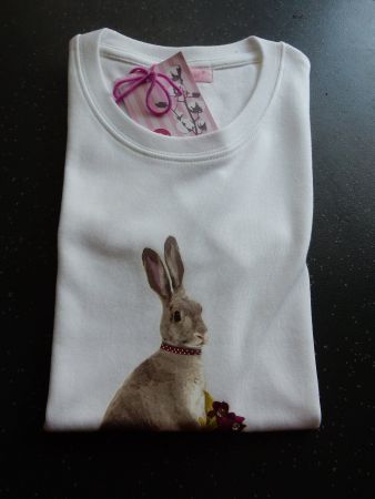 edles T-shirt Hase Kaninchen + Glitzersteinen NEU Baumwolle