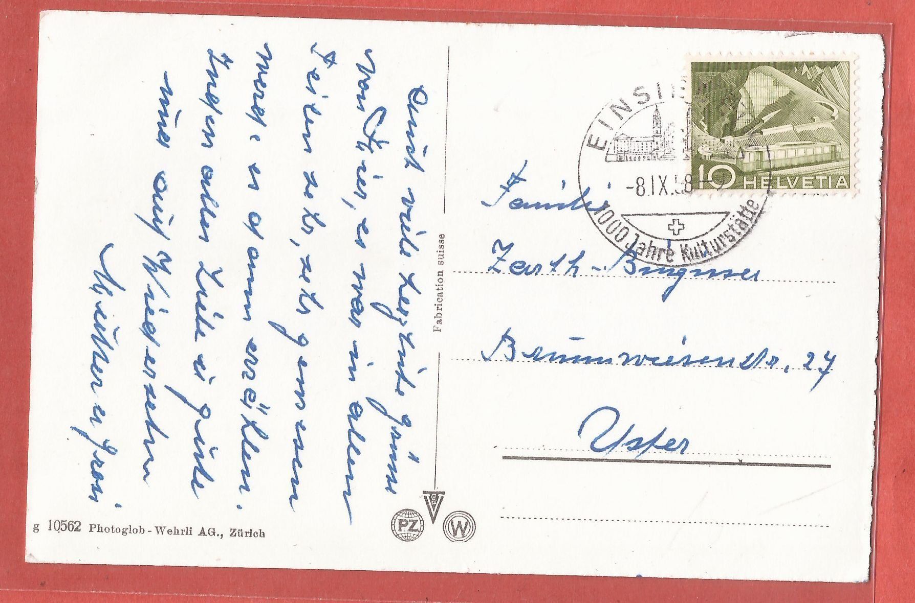 Cartes postales: Oberiberg - 1958 – D'occasion à Fislisbach par Porano 1