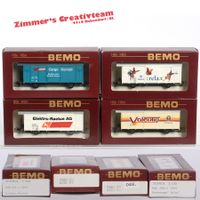4 x BEMO RhB Werbe-Güterwagen, H0m, 048
