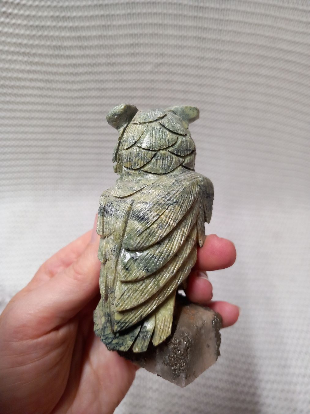 Statuette: Serpentin Edelstein Eule auf Pyrit Sockel, rar! – Usato da Merligen venduto da muss_haben 4