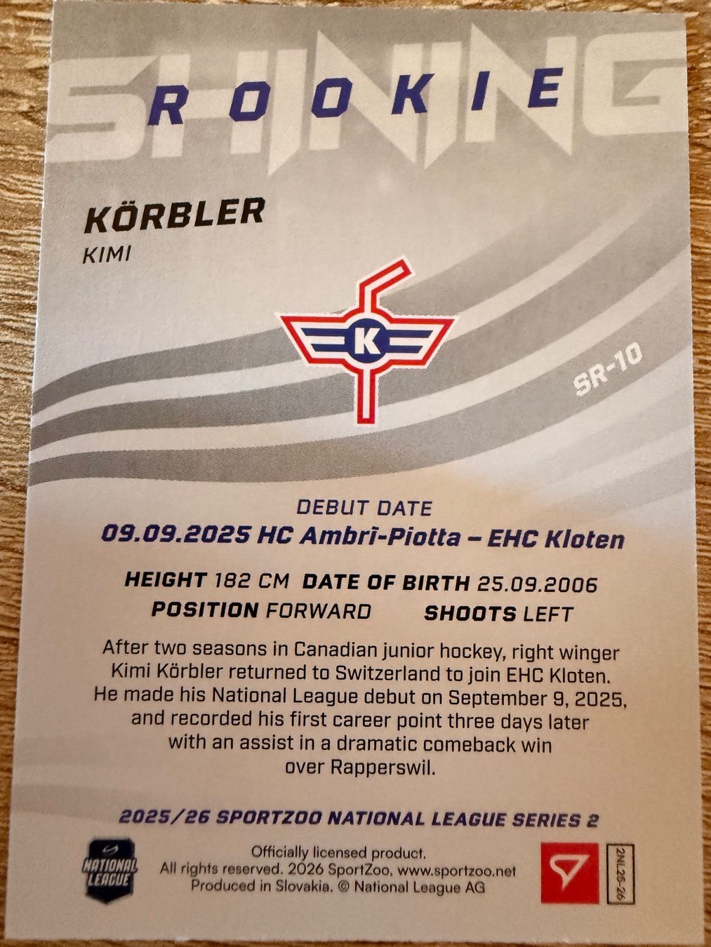 Sportzoo Carte collezionabili: Kimi Körbler - Kloten - Shining Rookie - SR-10 – Nuovo (secondo la descrizione) da Cheyres venduto da KeK04 1