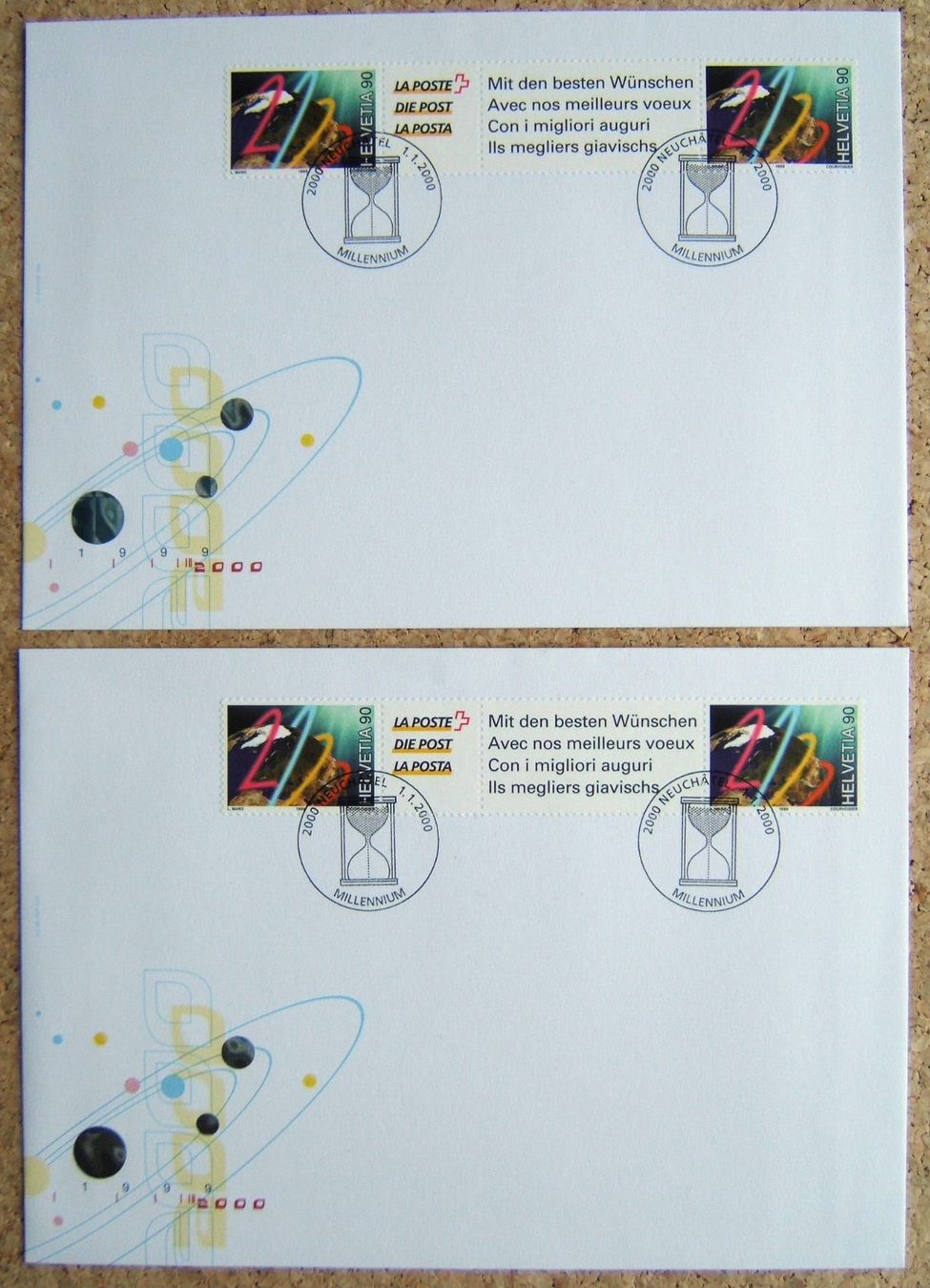 Tutti i francobolli: SCHWEIZ 4 FDC MILLENNIUM 1999 / 2000 – Usato da Brunnen venduto da Nonne04 3