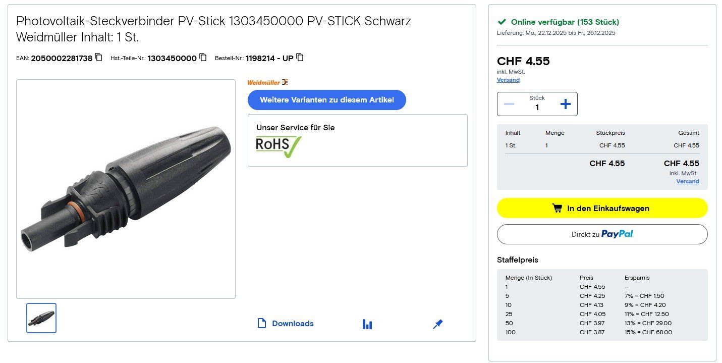 Componenti elettronici: Weidmüller PV-Steckverbinder Plus crimplos 10x – Nuovo e nell'imballaggio originale da Siblingen venduto da Jayuah 4