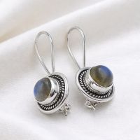 Labradorit Ohrringe Paar Silber 925 Sterlingsilber rund Paar