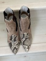 Ankle Boots Damen Gr. 39 Wildleder/Schlangenleder