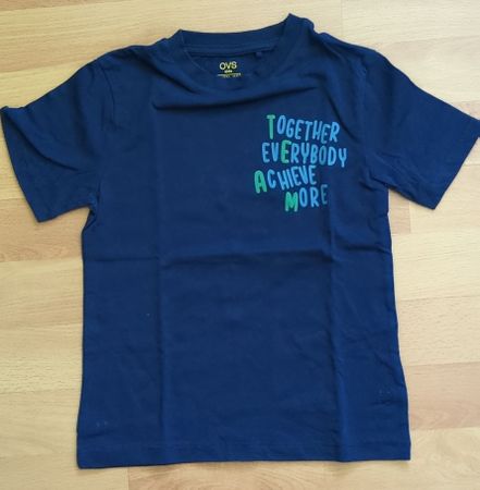 T-Shirt OVS navy blau Grösse 104 mit Druck Kinder
