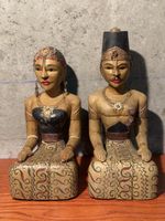 Pair of antique Hand-Carved Loro Blonyo Wooden Figures
