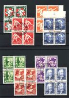 Pro Juventute 1932+34: Viererblock-Serien, sauber gestempelt