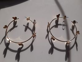 Boucles d'oreilles creoles papillons doré