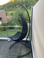 Polyrattan-Hängesessel in Mondform mit Gestell 